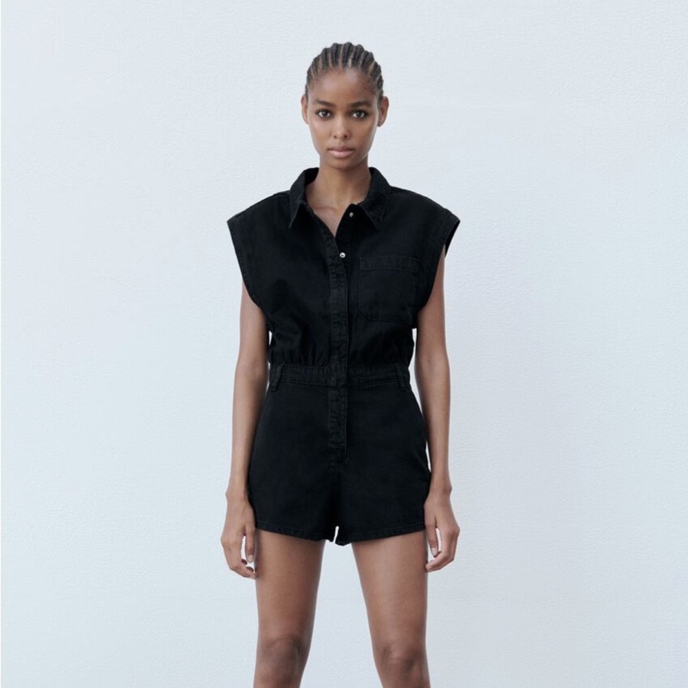 Zara Short Denim Jumpsuit